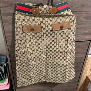 Beige Monogram Skirt with Red and Green Stripe size S